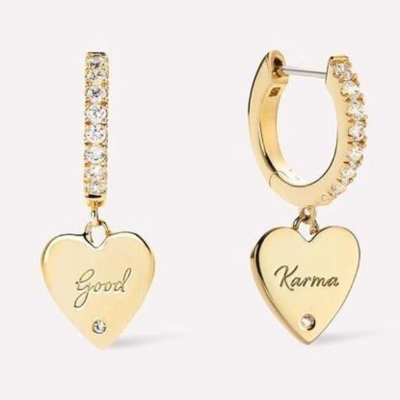 Ana Luisa 14K Gold on Brass Good Karma Heart Earrings with Cubic Zirconia - Picture 1 of 3